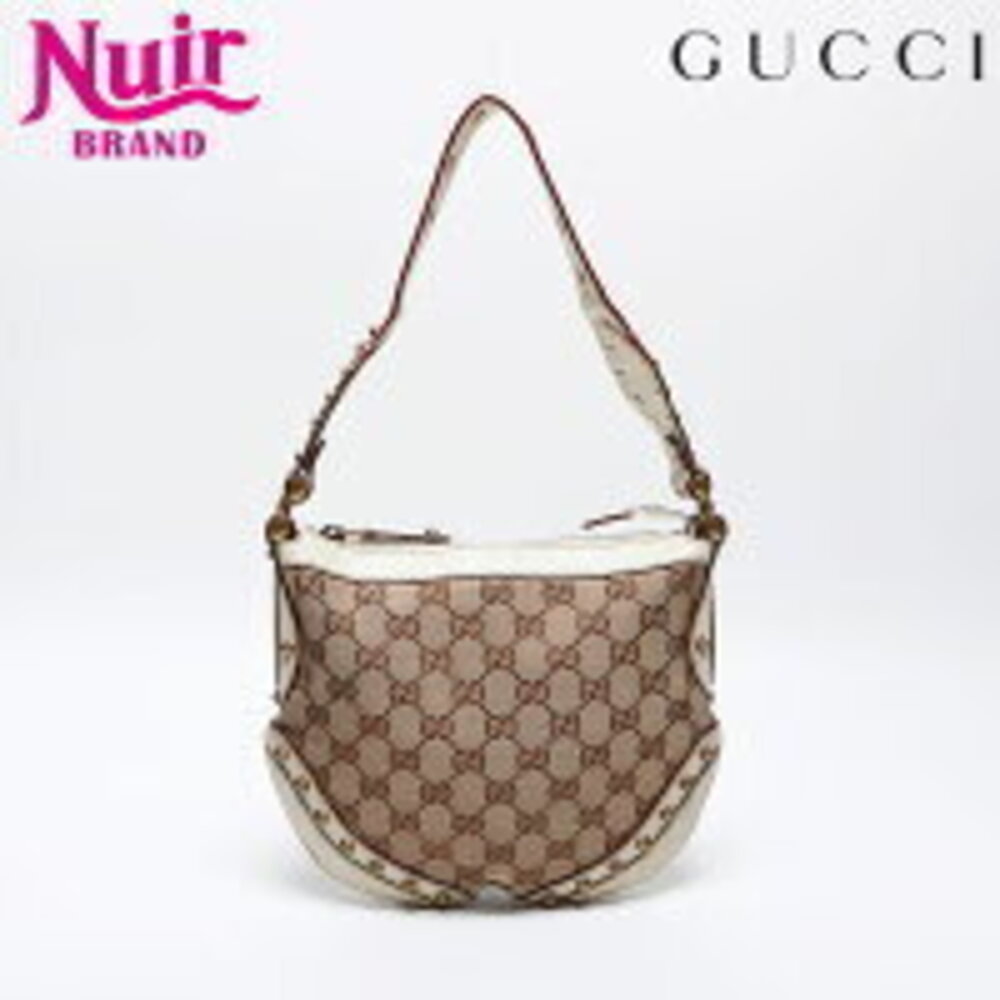 Gucci GG Canvas Pelham Studded Hobo Bag brown monogram